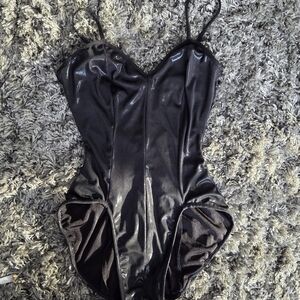 Donna Karan Glossy Black One-Piece Swimsuit